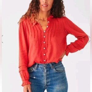 Faherty Willa Top Button Up Blouse Size S
